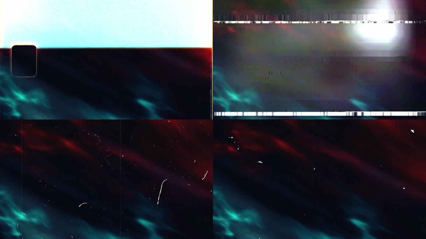 Film burn, VHS damage, scratch and dust overlays composited over footage